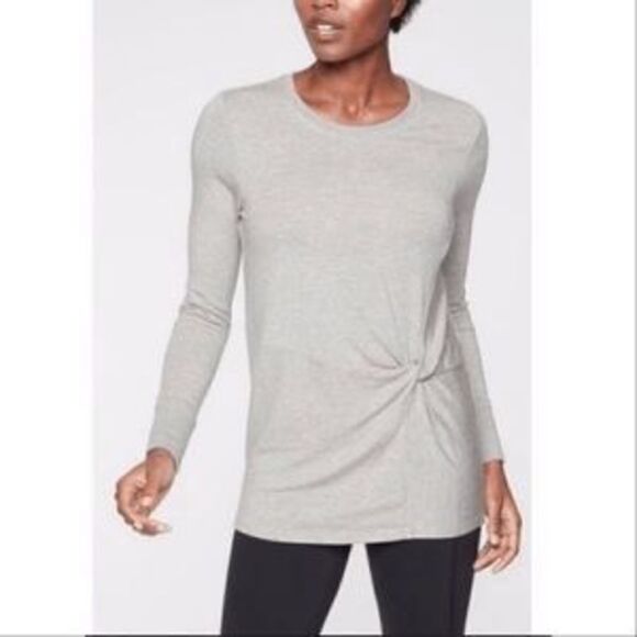Athleta Women's Gray Nirvana Twist Front Long Sleeve Sweatshirt Size S - Picture 1 of 9
